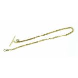 An 18ct gold Albert watch chain, the swivel clasp and T-bar are hallmarked,
