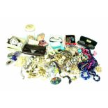 A quantity of various costume jewellery, silver pocket watches (af) spectacles,