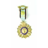 A hallmarked silver gilt Royal Antediluvian Order of Buffaloes (RAOB) medal, inscribed verso Bro.