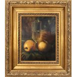 UNATTRIBUTED; a 19th century oil on board, still life fruit,