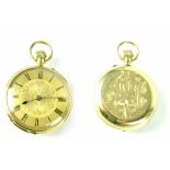 A ladies' Victorian 18ct gold open face pocket watch,
