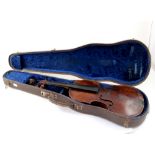 A German c1900 viola, copy of a Testore, two-piece back, length 36cm,