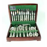 A mahogany-cased twelve-setting of electroplated Viners cutlery.