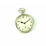 A base metal keyless wind military issue pocket watch, the case back inscribed '↑ G.S.MK.