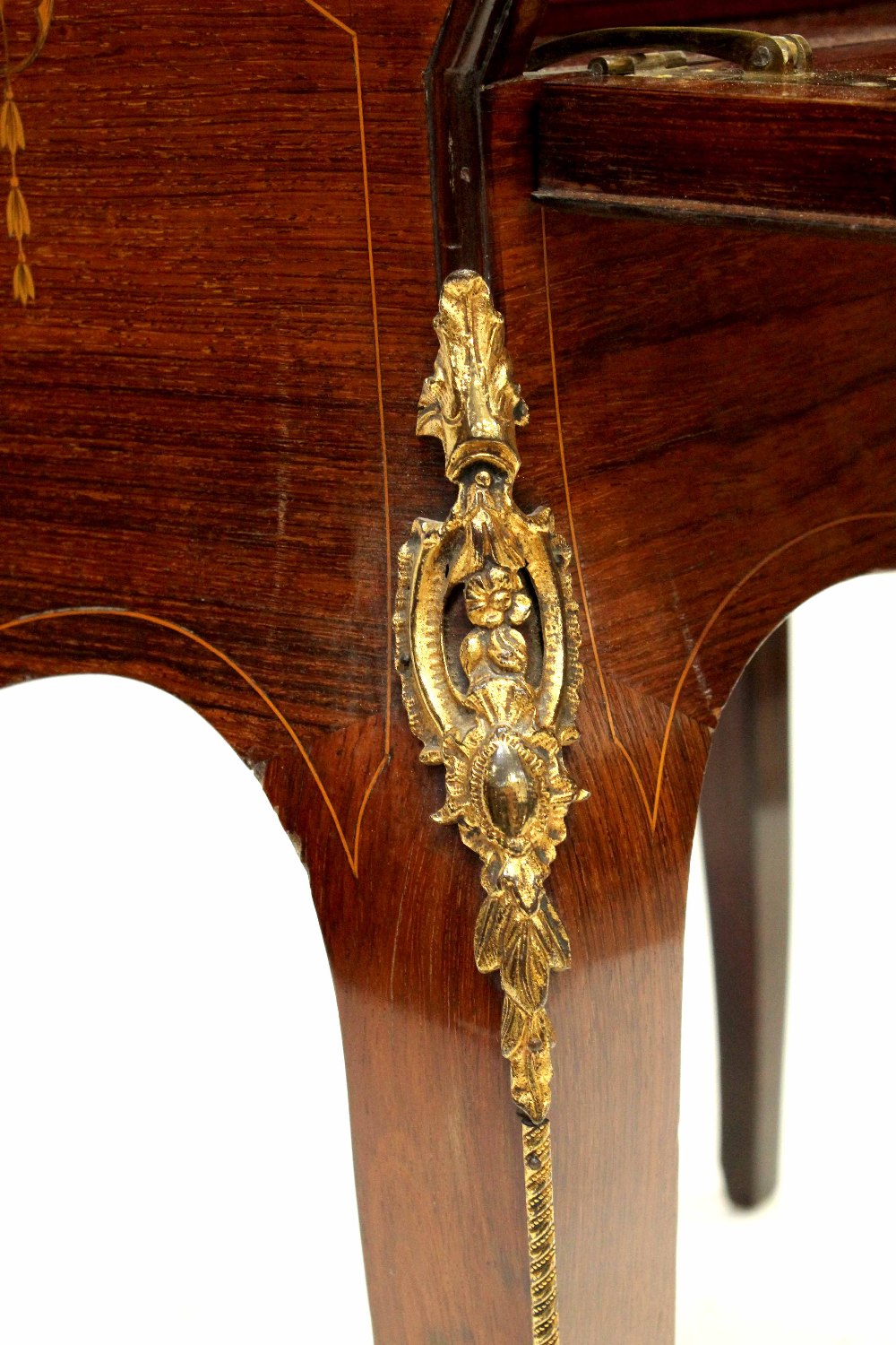 A 19th century rosewood bonheur du jour with inlaid Classical decoration, - Image 6 of 6