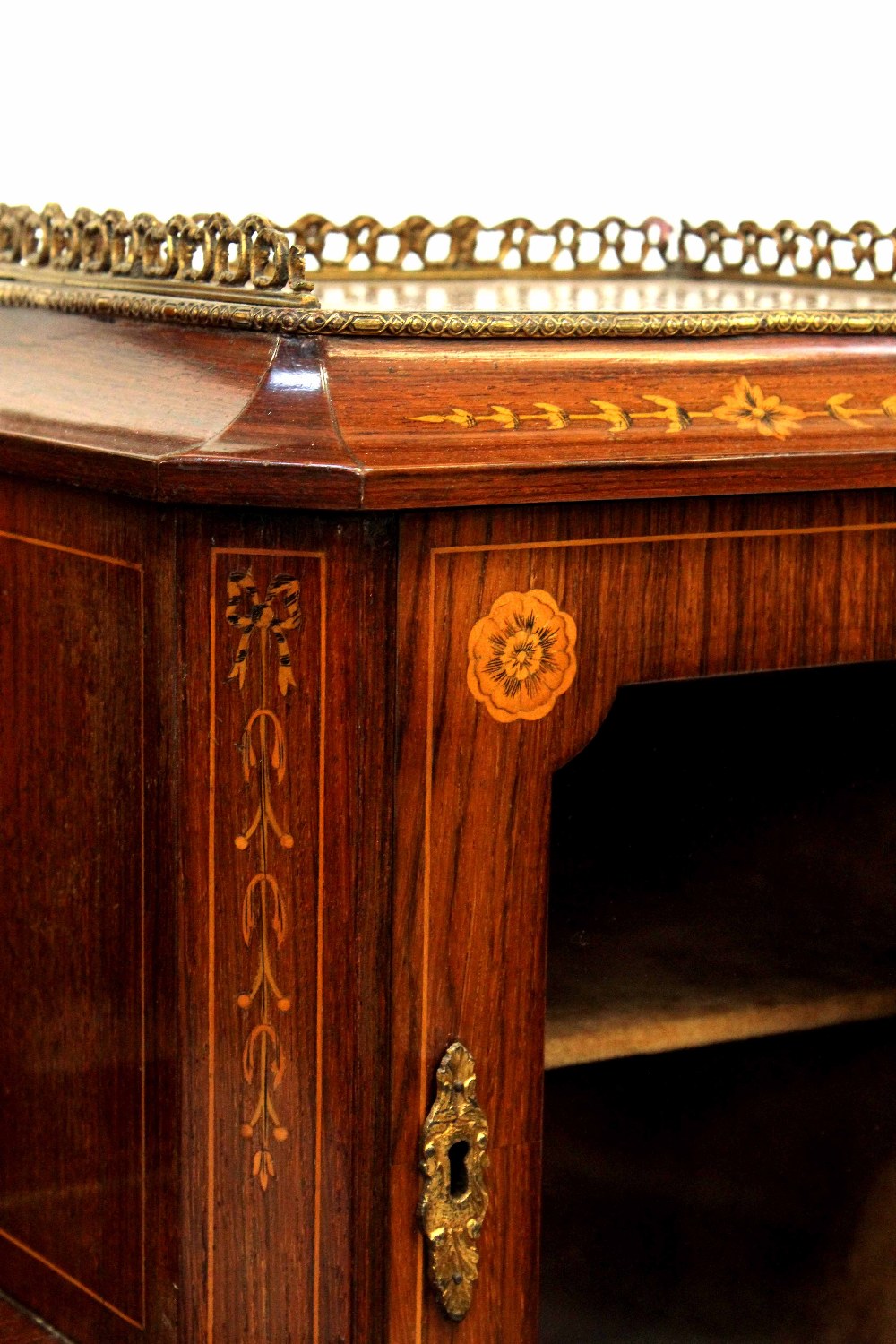 A 19th century rosewood bonheur du jour with inlaid Classical decoration, - Image 3 of 6