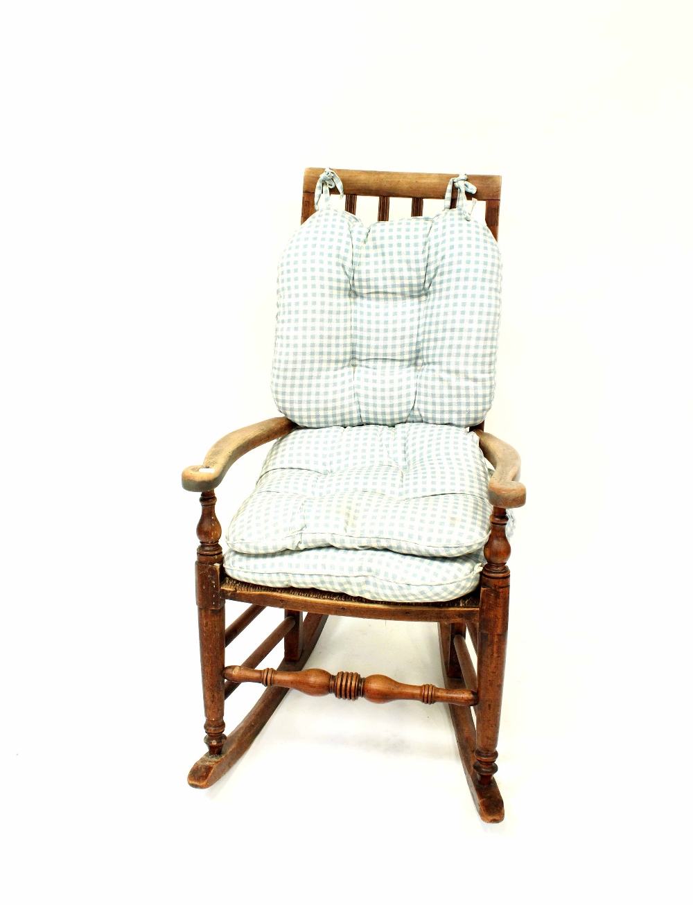 A 19th century rush seat rocking chair, - Image 2 of 3