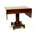 A 19th century rosewood topped dropleaf table with two drawers,