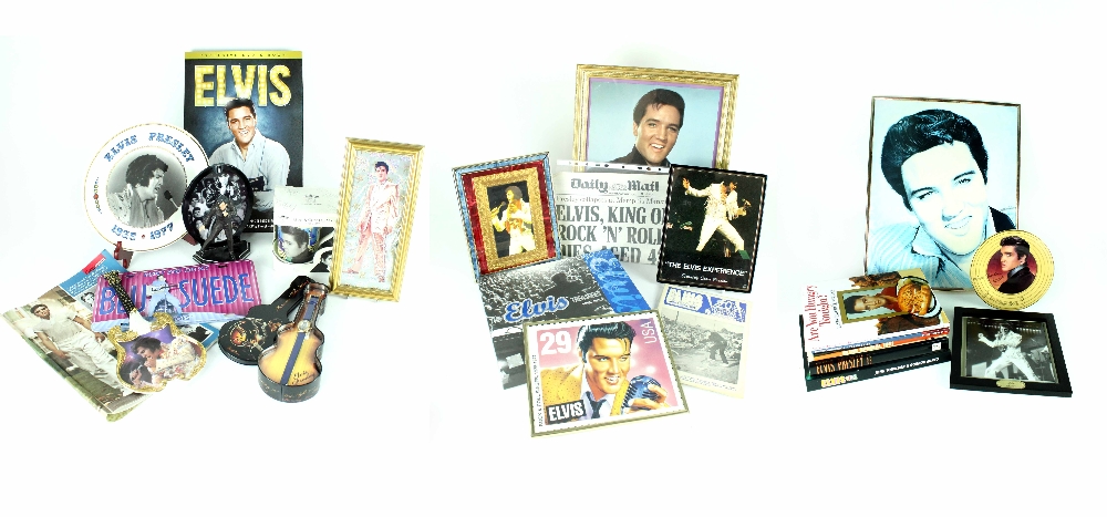 A collection of Elvis Presley gift and collectors' items including eight various pictures,