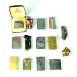 A collection of Fourteen Zippo and novelty lighters to include a Ronson Pirelli lighter (14),