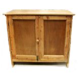 A Victorian pine cupboard with pair of cupboard doors on stile feet, width 90cm, depth 43cm,