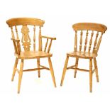 A set of six modern pine country kitchen chairs (4+2).