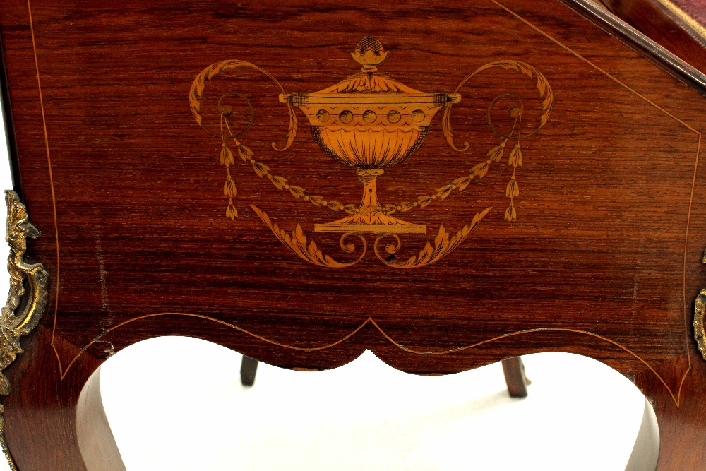 A 19th century rosewood bonheur du jour with inlaid Classical decoration, - Image 5 of 6