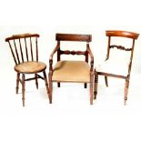 A mahogany bar-back open arm elbow chair,