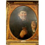 ENGLISH SCHOOL; oil on canvas, portrait of a gentleman smoking a pipe, 65 x 52cm, framed,