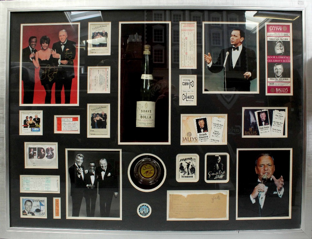 A good and well presented Frank Sinatra collection of memorabilia comprising wine bottle