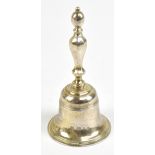 CJ VANDER LTD; an Elizabeth II hallmarked silver table bell with octagonal handle, London 1989,
