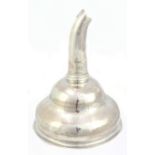 An 18th century Irish hallmarked silver wine funnel of typical form, length 9cm, approx 1.6ozt/52g.