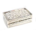 SMITH & BARTLAM; an Edwardian hallmarked silver snuff box of rectangular form, with engraved