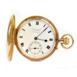 TERRY & CO OF MANCHESTER; a 9ct yellow gold crown wind full hunter pocket watch, the white enamel