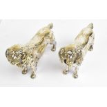 T S WAFFIELD-BROWN; a pair of silver plated spaniels, impressed marks to below, length 18cm.