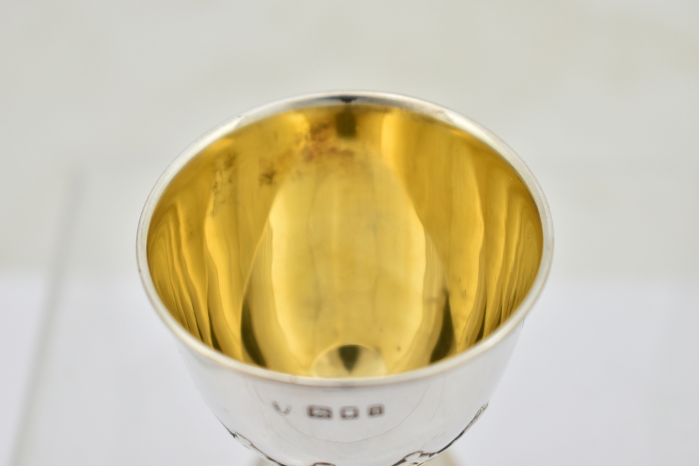 A George V hallmarked silver egg cup inscribed 'M.C. St. A.D June 20th 1925', maker's mark rubbed, - Image 7 of 12
