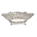 R & W SORLEY; a late Victorian Scottish hallmarked silver and embossed lozenge shaped bowl, with