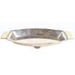 JAMES DIXON & SONS; a George V hallmarked silver Art Deco shaped oval dish, with ivory mounted