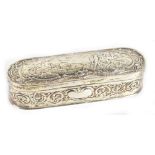 A late 19th century Dutch 930 grade silver trinket box of rounded rectangular form, the hinged lid