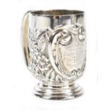 EDWARD SOUTER BARNSLEY & CO; a late Victorian hallmarked silver christening cup with foliate