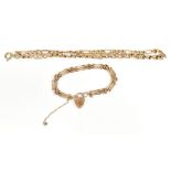 Two 9ct yellow gold bracelets joined to form a necklace, length 42cm, approx 18.8g, and a 9ct yellow