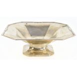 ELKINGTON & CO; a George V hallmarked silver pedestal bowl of octagonal form with cast beaded rim,