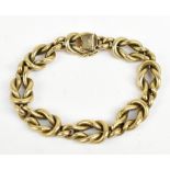 A 9ct yellow gold intertwining textured rope twist bracelet, length 19.5cm, approx 55.5g.