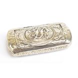 JOSEPH WILLMORE; a George III hallmarked silver snuff box of rectangular form, with chased detail to