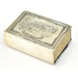 LEVI & SALAMAN; an Edward VII hallmarked silver matchbox holder, embossed with a view of Holyrood