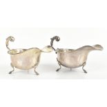 S BLANCKENSEE & SONS LTD; a pair of George VI hallmarked silver sauce boats, with cast beaded rims