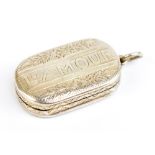 JOHN SHAW; a George IV hallmarked silver vinaigrette of oval form, with pin pricked detail and