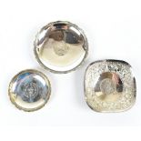 WAI KEE; two sterling silver circular pin dishes, each inset with Hong Kong $2 coins, diameter of