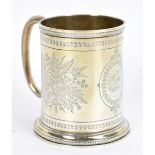 JOHN, EDWARD, WALTER & JOHN BARNARD; a Victorian hallmarked silver christening mug, with central