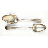PETER & WILLIAM BATEMAN; a pair of George III hallmarked silver serving spoons, London 1807,