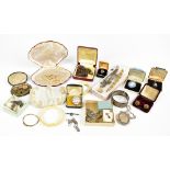 A small collection of assorted costume jewellery, including hallmarked silver items, comprising a