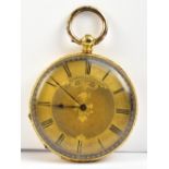 A lady's 18ct gold pocket watch, the circular dial set with Roman numerals and central filigree