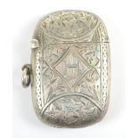 GEORGE RANDLE; a Victorian hallmarked silver vesta case of oval form, with engraved initials HJ to a