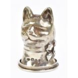 BAC; an Elizabeth II novelty hallmarked silver vesta case modelled as a cat's head and shoulders,