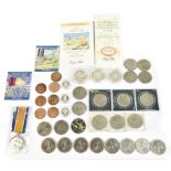 A small collection of assorted coins including silver Botswana 1988 commemorative 5 pula, £5 and