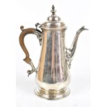 WILLIAM SHAW & WILLIAM PRIEST; a George II hallmarked silver coffee pot of tapered form, with