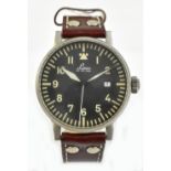 LACO BY LACHER; a gentleman's pilots stainless steel wristwatch, ETA 2824-2, with twenty-five