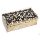 WALKER & HALL; an Edwardian hallmarked silver and inlaid tortoiseshell trinket box of rectangular