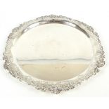 FRANK COBB & CO LTD; a large quality George VI hallmarked silver circular tray, with pierced