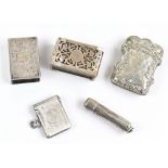 SYNYER & BEDDOWES; a Victorian hallmarked silver matchbox cover with bright cut foliate detail,